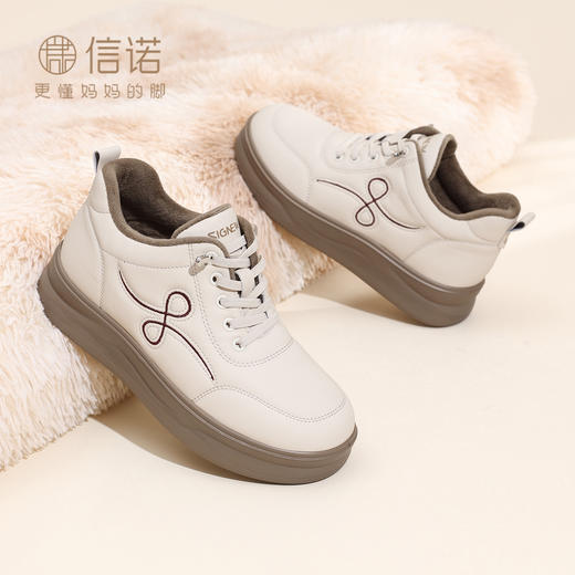 信诺妈妈鞋百搭小白鞋软底舒适加绒棉鞋运动休闲鞋女2025冬季新款5M653-8TD 商品图2