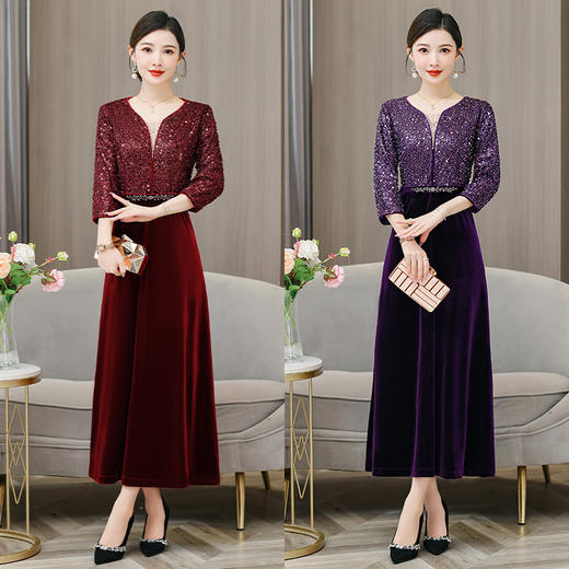 雀说宴装礼服裙新款重工亮片敬酒连衣裙AL6977 商品图2