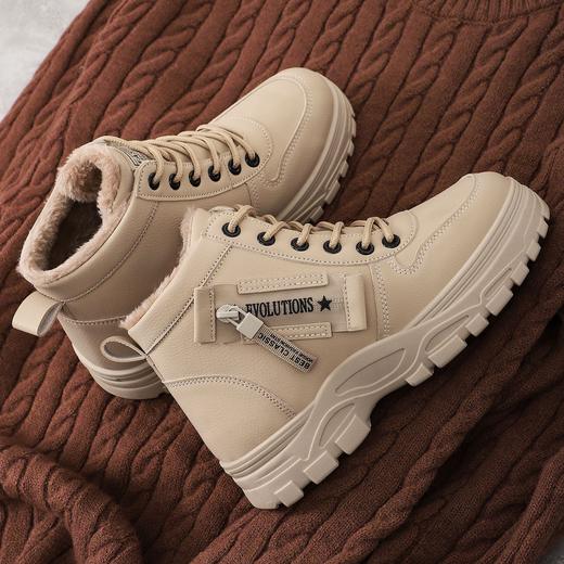 冬季雪地靴鞋子女款保暖加绒加厚棉鞋韩版系带中筒厚底棉靴 商品图1