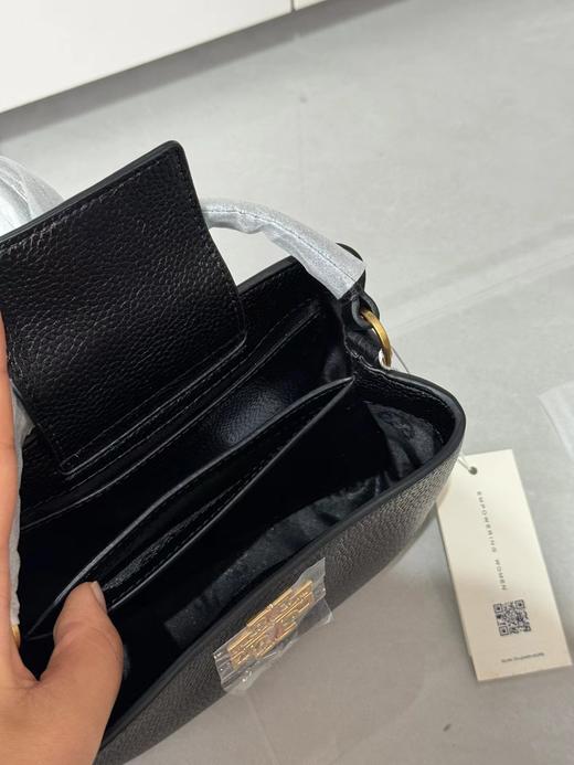 D102172百搭款黑色荔枝纹牛皮金属浮雕logo可手提斜挎迷你戴妃包 商品图13