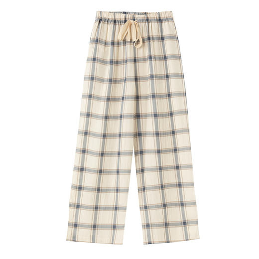 【情侣款全棉双层纱睡裤】情侣双层纱睡裤全棉家居服睡衣男士女士格纹休闲长裤 商品图6