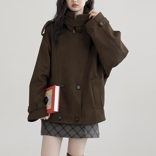 裁缝学苑AH83新款仿麂皮绒风衣纸样外套女翻领宽松高级感大衣打版裁剪 商品图2