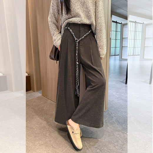 西遇直筒阔腿休闲裤女秋季新款慵懒松弛感高腰显瘦磨毛长裤SS051692 商品图4