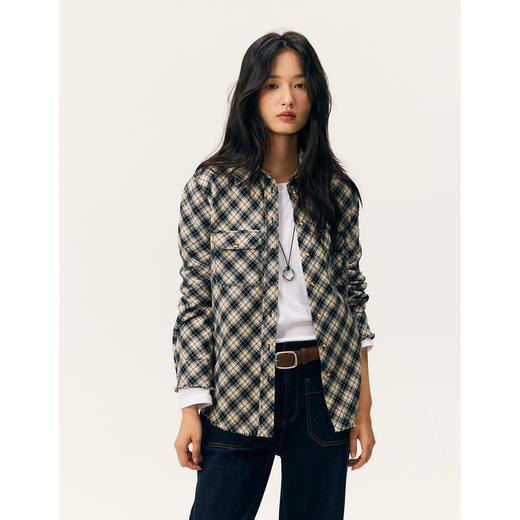 HeyDress格纹正肩老钱风衬衫 商品图3