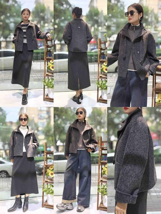 581311立领系绳羊绒短款大衣 商品图1