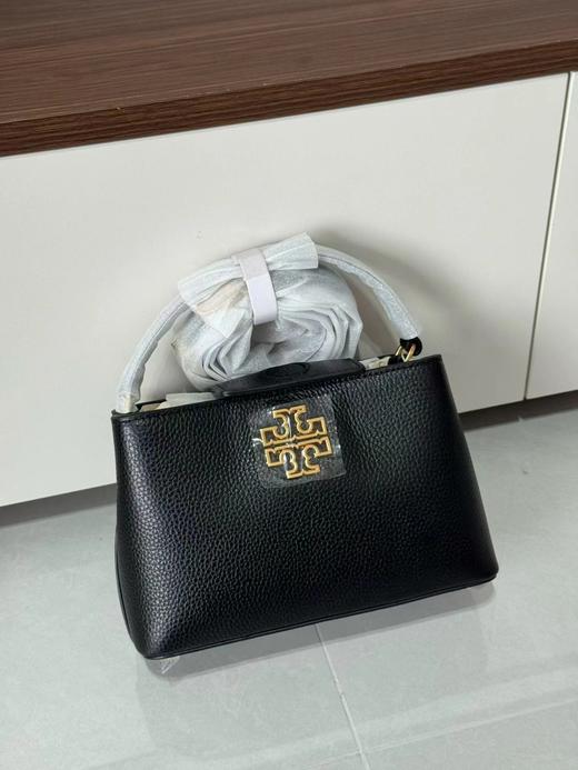 D102172百搭款黑色荔枝纹牛皮金属浮雕logo可手提斜挎迷你戴妃包 商品图9