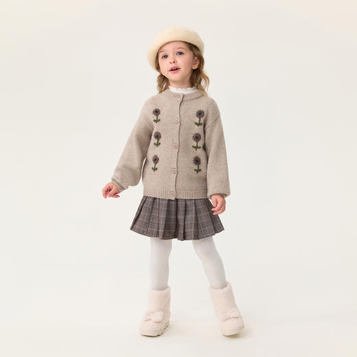 马克珍妮女童立体花朵软软针织开衫2025年秋冬新款551873 商品图2