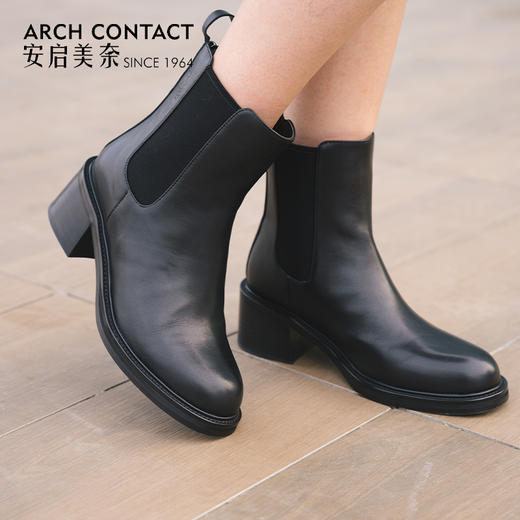 中跟女靴 | ARCHCONTACT安启美奈小牛皮切尔西52874 商品图3