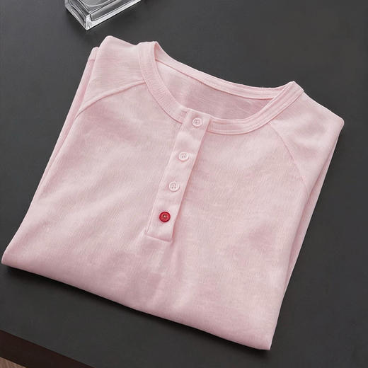 COICI亨利领粉色T恤 | 清新柔雾粉，打破秋日沉闷，洋气减龄提肤色【3-5天发货】 商品图7
