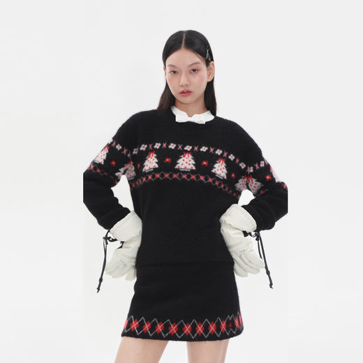 Herlian 2025冬季新品圣诞树图案圆领套头针织衫 商品图2