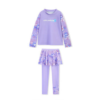 ASK JUNIOR童装儿童泳衣夏装女童分体式泳衣中大童抗氯长袖长裤专业训练服 商品图4