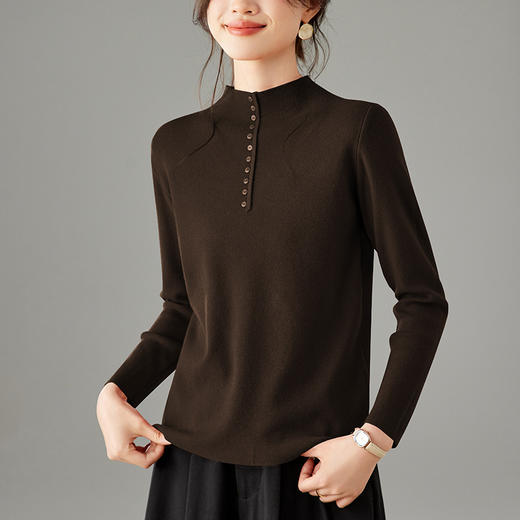 雀说高级感半高领上衣内搭薄款毛衣新款洋气百搭短款打底衫AL5824 商品图1