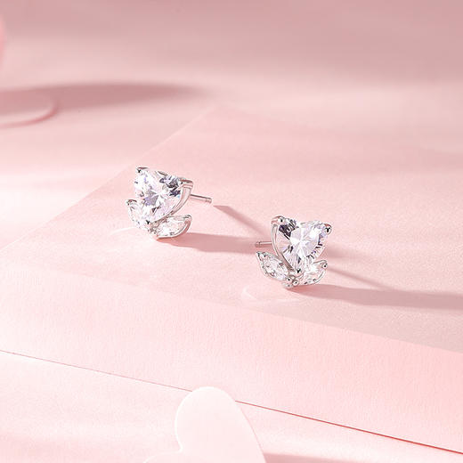卡蒂罗KADER 冰晶花耳钉 在逃公主925银精致轻奢满镶闪锆优雅浪漫甜蜜璀璨闪耀 温柔气质女友养耳洞耳饰 商品图4