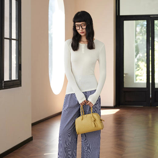 SPLELED 复古亨利领羊绒衫 兰精莫代尔纤维+黄金产区山羊绒混纺，黑科技自发热 蓬松软糯，保暖效果好 商品图14