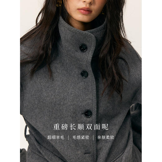 HeyDress立领短款宽松毛呢外套 商品图3