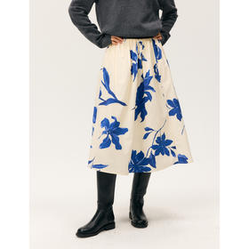 HeyDress印花棉质松紧腰伞裙