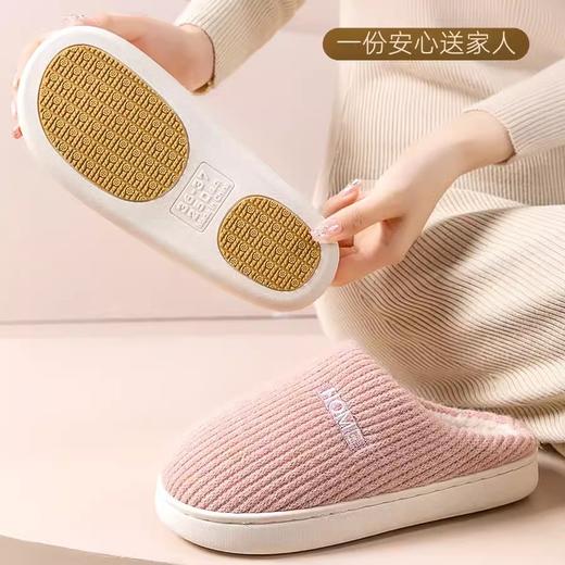 防滑棉拖鞋女款秋冬季2025新款家居室内厚底保暖毛毛拖鞋男士冬天 商品图1