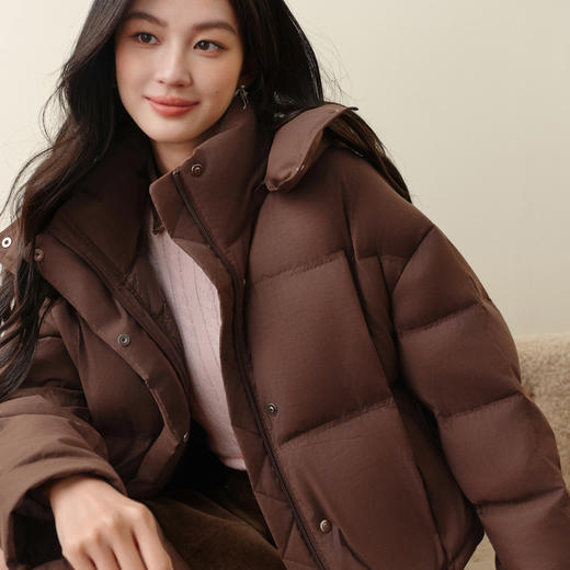 【严选】诗凡黎韩版保暖面包服多色轻型醋纤外套2025冬新款短款连帽羽绒服7G9380141 商品图0