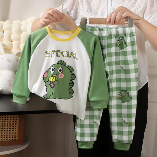 秋季新款睡衣儿童德绒印花卡通男女童家居服长袖10A抗菌休闲套装 商品图1