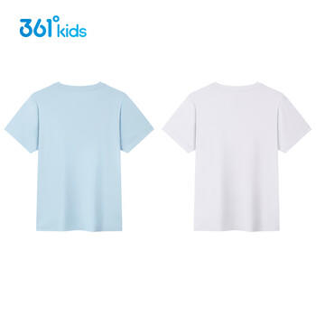361°【2件装】儿童短袖夏男女童速干透气弹力短T 蓝/白160 商品图2