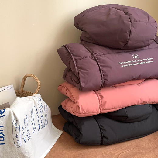 冬季韩版面包服儿童羽绒棉服男童女童加厚保暖连帽棉袄纯色外套 商品图3