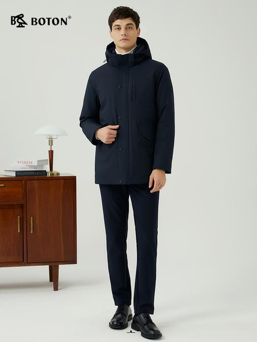 [拒水]波顿男士秋冬季合身甩帽利落不臃肿白鸭绒中长款羽绒服MC817523 商品图4