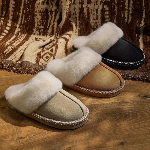 【36-40码】女士冬季新款家用室内民族编织风情棉拖鞋毛毛拖鞋外穿保暖拖鞋【9917】 商品图0