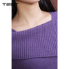 冬上新时尚出圈必备紫色斜肩毛衣解锁慵懒高级感毛衣1254076 商品缩略图2