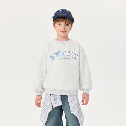 马克珍妮男童复古字母奥利绒暖卫衣2025年秋冬新款551167 商品图1