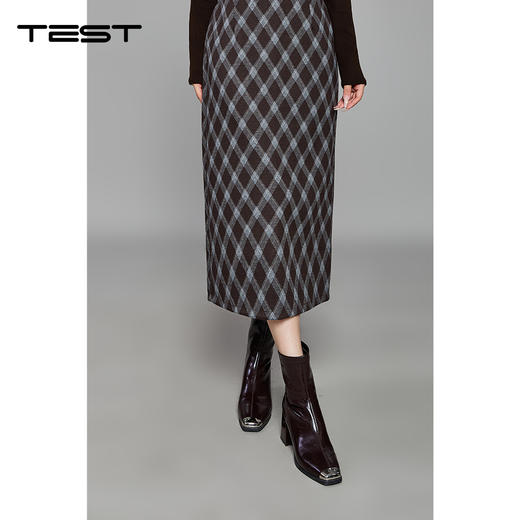 冬上新通勤穿搭高级感拉满复古格纹包臀裙3254002 商品图4