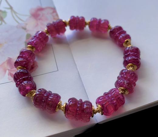 单圈莲花珠红碧玺手串 商品图3