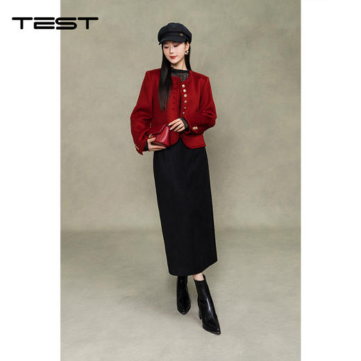 冬上新时髦精必备红色双面呢小香风外套2254045 商品图0