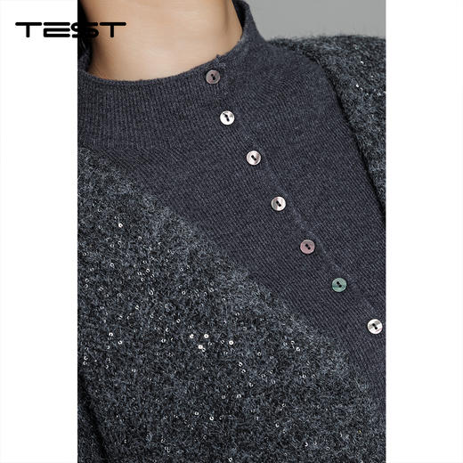 冬上新温柔气质吸睛短款系带灰色开衫2254097 商品图2