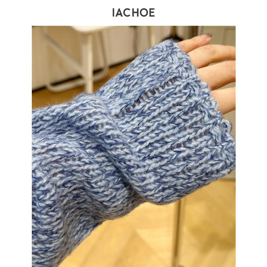 棉仓3671505011-花纱v领含羊绒慵懒毛衣 商品图3