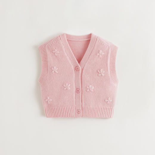 马克珍妮女童立体花朵软软小马甲2025年秋装新款551870 商品图2