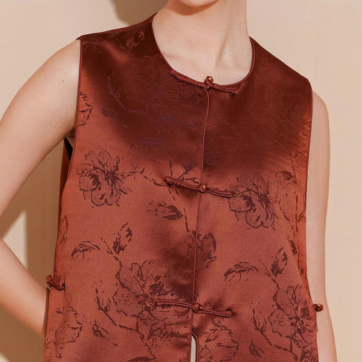 MC01醋酸提花马甲女新中式国风高货叠穿复古盘扣马夹唐装背心外搭坎肩 商品图1