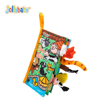 jollybaby早教婴儿玩具0-6-18个月宝宝玩具可咬撕可水洗农场动物尾巴布书 商品图1