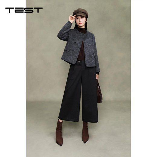 冬上新复古风灰色穿搭精致感拉满双面呢外套2254048 商品图1