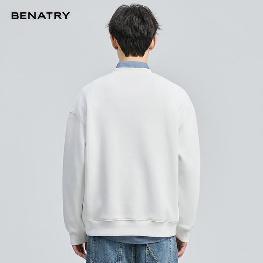 贝纳川冬季新品字母图案圆领加绒套头卫衣ECF424101 商品图11