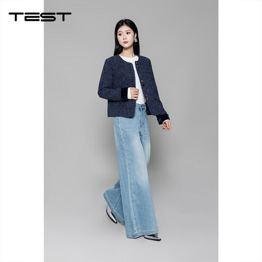 冬上新精致小香风藏青色金扣点缀尽显优雅呢外套2254082 商品图1