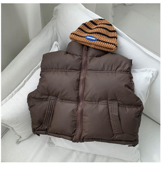 秋冬儿童立领羽绒棉服 马甲中大童休闲保暖小羊皮 男童女童背心童装 商品图5