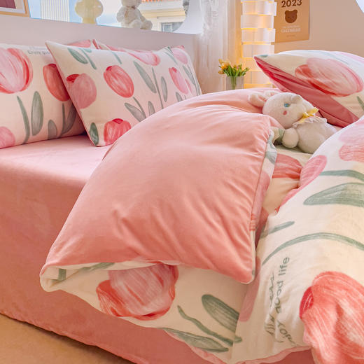 冬天小暖阳☀ 牛奶绒四件套 🥛牛奶丝滑触感  细节设计 含防静电导丝 可机洗 商品图10