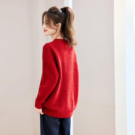 45-307-1582025冬季新款卫衣咖色毛衣短款宽松遮肚子打底衫套头上衣女针织衫 商品图3