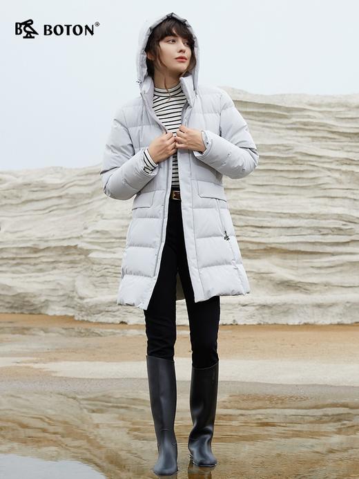 波顿女士秋冬合身保暖羽绒服显瘦 黑杏两色白鸭绒中长款LC755523 商品图4