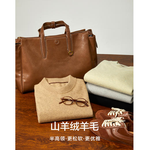 棉仓367826047-美丽诺羊毛羊绒混纺半高领套头毛衣男秋季保暖羊毛衫针织衫 商品图1