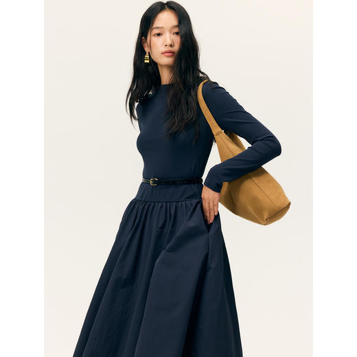 HeyDress拼接A摆长款连衣裙 商品图1