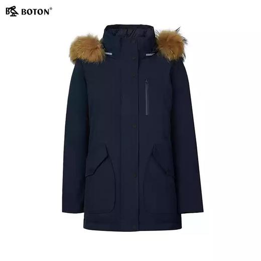 波顿女士秋冬暖奢显瘦85绒子拒水可拆卸毛领合身中长款羽绒服LC763524 商品图6