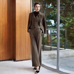 IWY/ 巧克力棕色高级感羊毛西装套装女秋冬新款气质显瘦通勤正装CPM2503