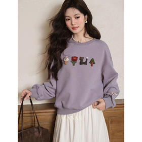 鹿向南「芋香奶霜」长袖气质紫色卫衣女秋冬新款高级洋气女装上衣