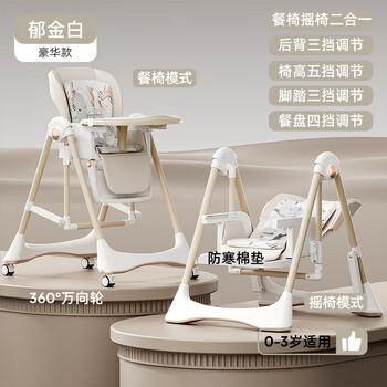 婧麒（JOYNCLEON）宝宝餐椅多功能婴儿家用吃饭餐桌可坐躺折叠摇摇椅 白 Jyp140846 商品图2
